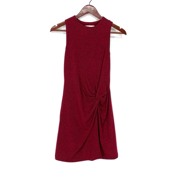 Abercrombie & Fitch Marled Maroon Soft & Stretchy Cinched Sleeveless Dress Nwt - Picture 1 of 14
